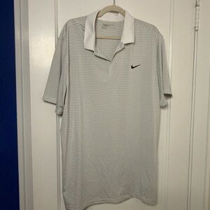 Nike Men's Polo Shirt - Black and White Stripes